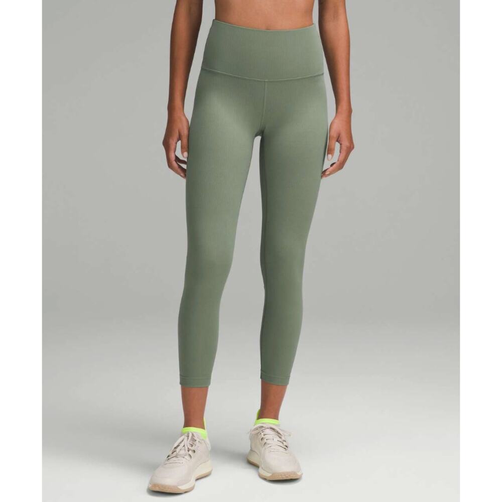 Lululemon Wunder Train High-Rise Ribbed Leggings Tights 25" in Eucalyptus Size 8